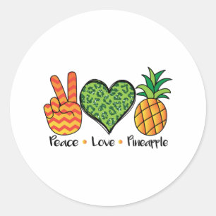 Peace Love Pineapple Cool T Shirt Ronde Sticker
