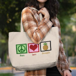 Peace Love Pineapple Grote Tote Bag<br><div class="desc">Ik eet graag anananas,  het is mijn favoriete eten. Een schattig cadeau voor Hawaiiaanse vruchten.</div>