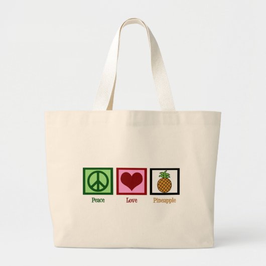 Peace Love Pineapple Grote Tote Bag (Voorkant)