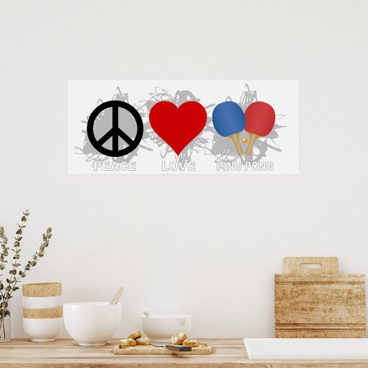 Peace Love Ping Pong Emblem Poster (Keuken)