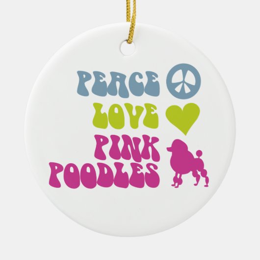 Peace Love Pink Poodles ornament, aanpassen Keramisch Ornament (Voorkant)