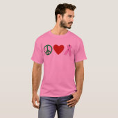 Peace Love Pink Ribbon T shirten, Mokken T-shirt (Voorkant volledig)