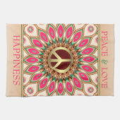Peace Love Pink Sunflower Tea Towel Theedoek (Horizontaal)
