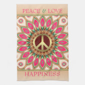 Peace Love Pink Sunflower Tea Towel Theedoek (Verticaal)