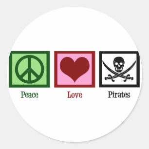 Peace Love Pirates Ronde Sticker