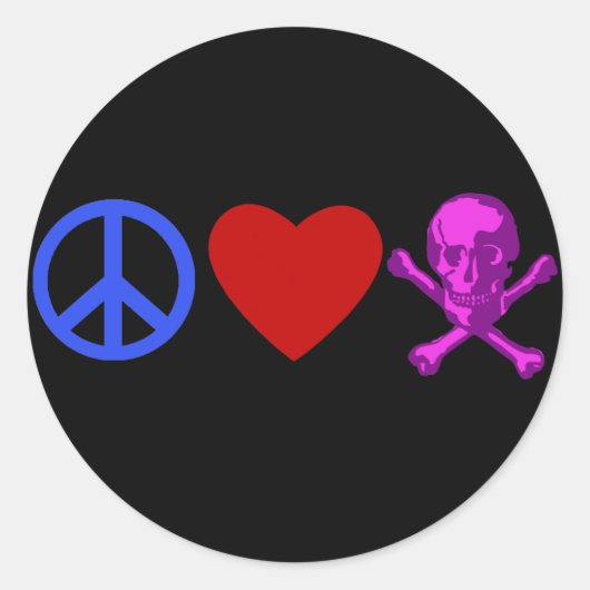 Peace Love Pirates T-shirts, Mokken, geschenken Ronde Sticker (Voorkant)