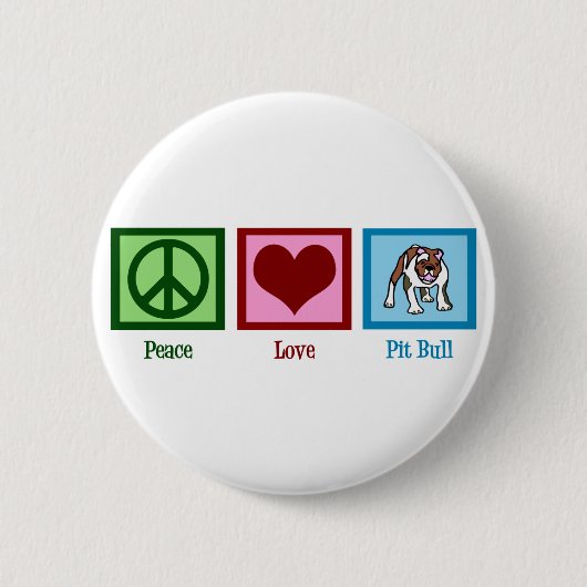 Peace Love Pit Bull Ronde Button 5,7 Cm (Voorkant)