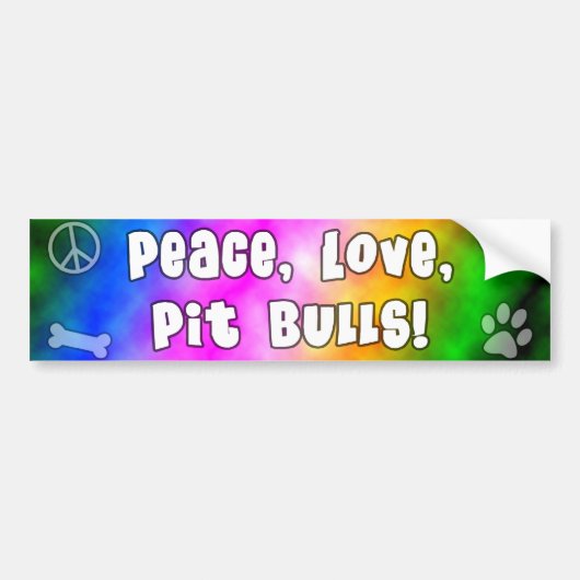 Peace Love Pit Bulls Bumpersticker (Voorkant)
