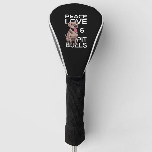 Peace Love Pit Bulls Hondenliefhebber Gift Golfheadcover (Voorkant)