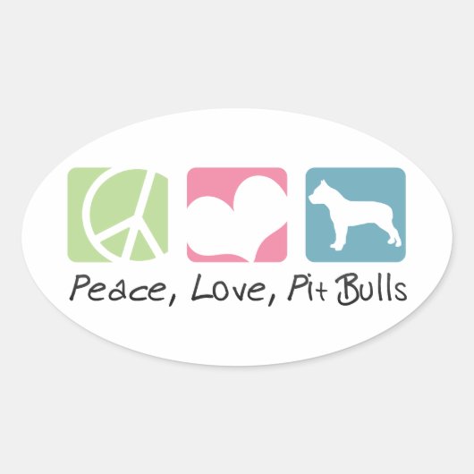 Peace Love Pit Bulls Ovale Sticker (Voorkant)