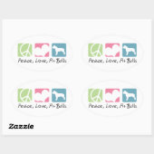 Peace Love Pit Bulls Ovale Sticker (Vel)