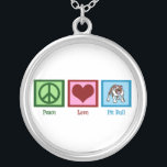 Peace Love Pit Bulls Zilver Vergulden Ketting<br><div class="desc">Een vredesteken,  hart en een schattige pit.</div>