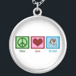 Peace Love Pit Bulls Zilver Vergulden Ketting<br><div class="desc">Een vredesteken,  hart en een schattige pit.</div>