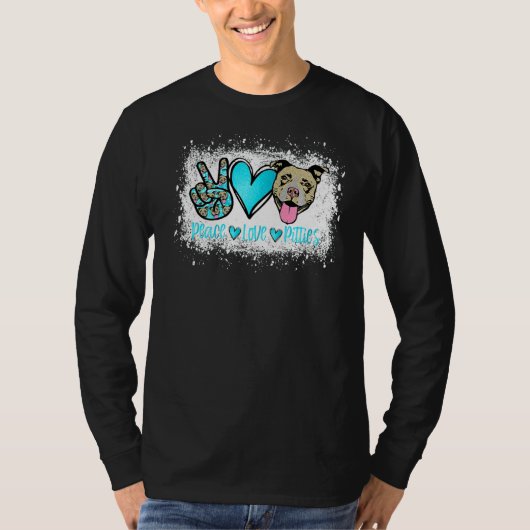 Peace Love Pitties Pitbull Huisdier Eigenaar Bont T-shirt (Voorkant)
