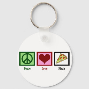 Peace Love Pizza Sleutelhanger