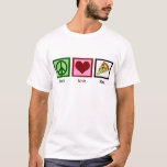 Peace Love Pizza T-shirt<br><div class="desc">Pizza is mijn favoriete maaltijd. mpeperoni,  paddenstoelen en kaas. Wat is er niet om van te houden?</div>