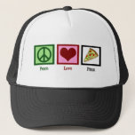 Peace Love Pizza Trucker Pet<br><div class="desc">Pizza is mijn favoriete maaltijd. mpeperoni,  paddenstoelen en kaas. Wat is er niet om van te houden?</div>