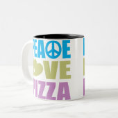 Peace Love Pizza Tweekleurige Koffiemok (Voorkant links)