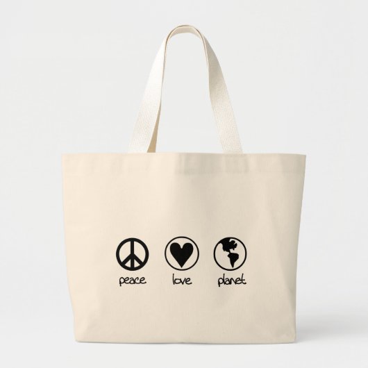 Peace Love Planet - Bag Grote Tote Bag (Voorkant)