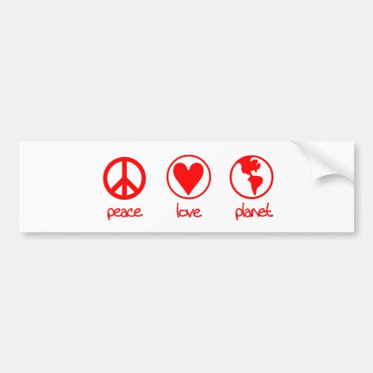 Peace Love Planet - Bumpersticker (Voorkant)
