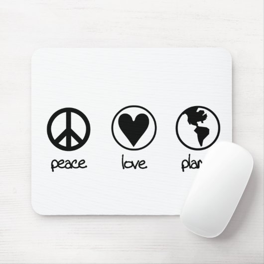 Peace Love Planet - Mousepad Muismat (Met muis)