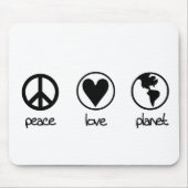 Peace Love Planet - Mousepad Muismat (Voorkant)