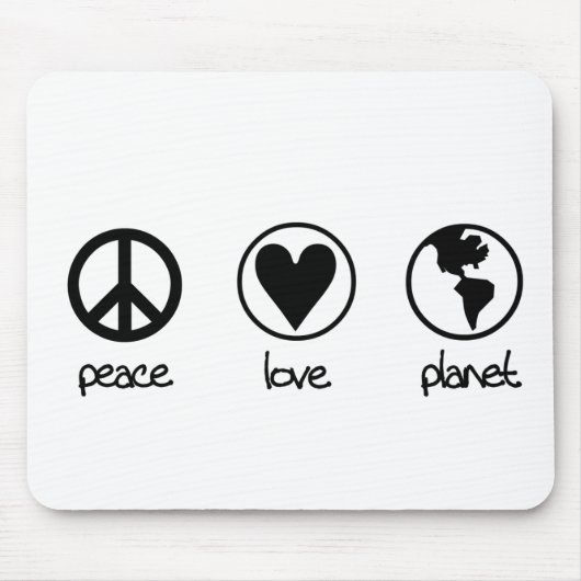 Peace Love Planet - Mousepad Muismat (Voorkant)