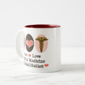 Peace Love PM&R-Mok Tweekleurige Koffiemok (Voorkant links)