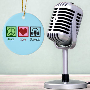 Peace Love Podcasts Keramisch Ornament