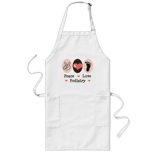 Peace Love Podiatry Podiatrist Apron Lang Schort (Voorkant)