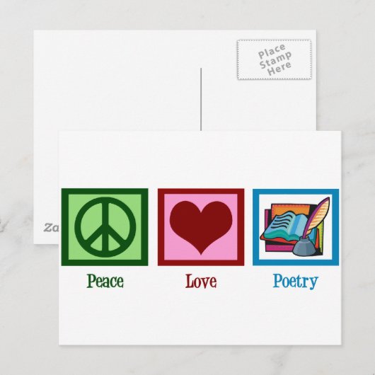 Peace Love Poetry Briefkaart (Voorkant / Achterkant)
