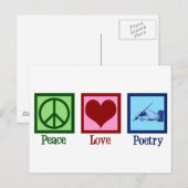 Peace Love Poetry  Poet Briefkaart (Voorkant / Achterkant)