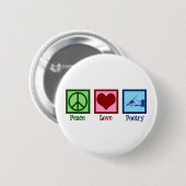 Peace Love Poetry  Poet Ronde Button 5,7 Cm (Voorkant /achterkant)