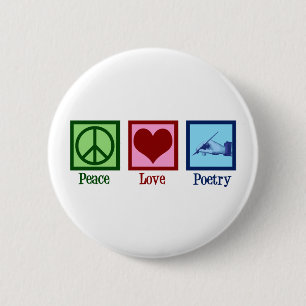 Peace Love Poetry  Poet Ronde Button 5,7 Cm