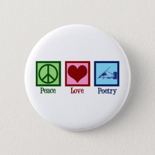 Peace Love Poetry  Poet Ronde Button 5,7 Cm