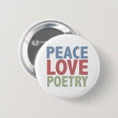 Peace Love Poetry Ronde Button 5,7 Cm (Voorkant /achterkant)