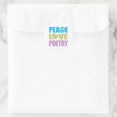 Peace Love Poetry Ronde Sticker (Tas)