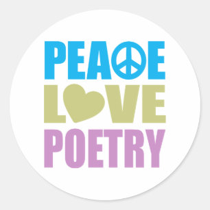 Peace Love Poetry Ronde Sticker