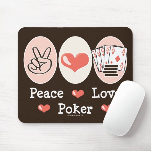 Peace Love Poker Mousepad Muismat (Met muis)