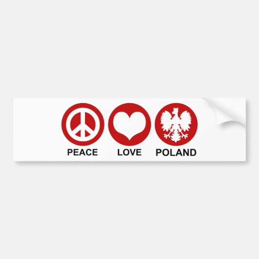 Peace Love Poland Bumpersticker (Voorkant)