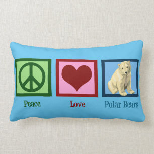 Peace Love Polar Beren Custom Blue Kussen