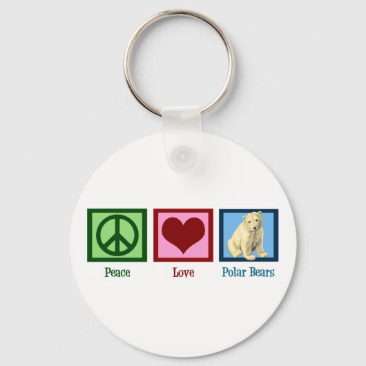 Peace Love Polar-Beren Sleutelhanger (Voorkant)
