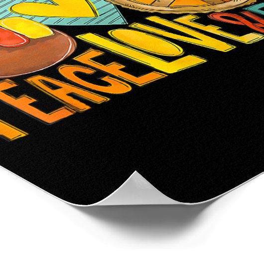 Peace Love Pompoentaart Turkije Leuke Thanksgiving Poster (Hoek)