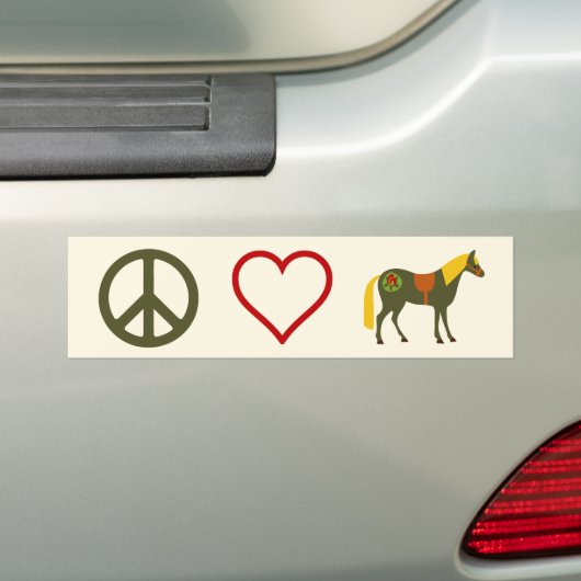 Peace Love Ponies Horse Bumpersticker (Op auto)