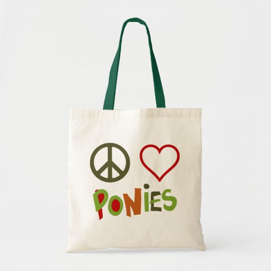 Peace Love Ponies Kleurrijk Retro Paard Tote Bag (Voorkant)