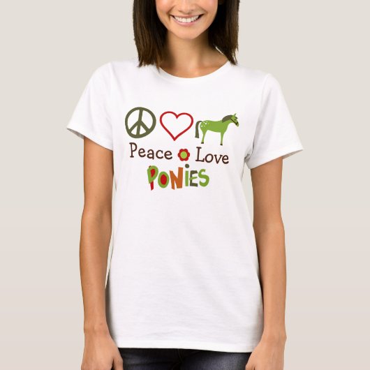 Peace Love Ponies Paard T-shirt (Voorkant)