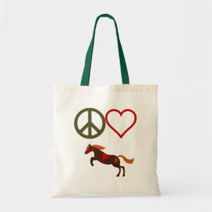 Peace Love Ponies Retro Springpaard Tote Bag