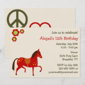 Peace Love pony's verjaardagsuitnodiging meisje Kaart (Voorkant / Achterkant)