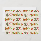 Peace Love pony's verjaardagsuitnodiging meisje Kaart (Achterkant)