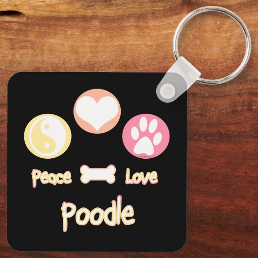 Peace Love Poodle Sleutelhanger (Achterkant)